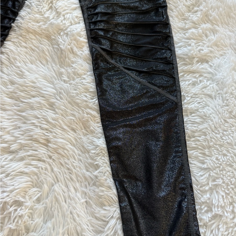 Carbon38 Black Shimmer Moto Leggings - Picture 7 of 16